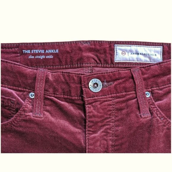 AG Adriano Goldschmied x Anthropologie Burgundy Suede Pants Size 26R - Picture 3 of 7